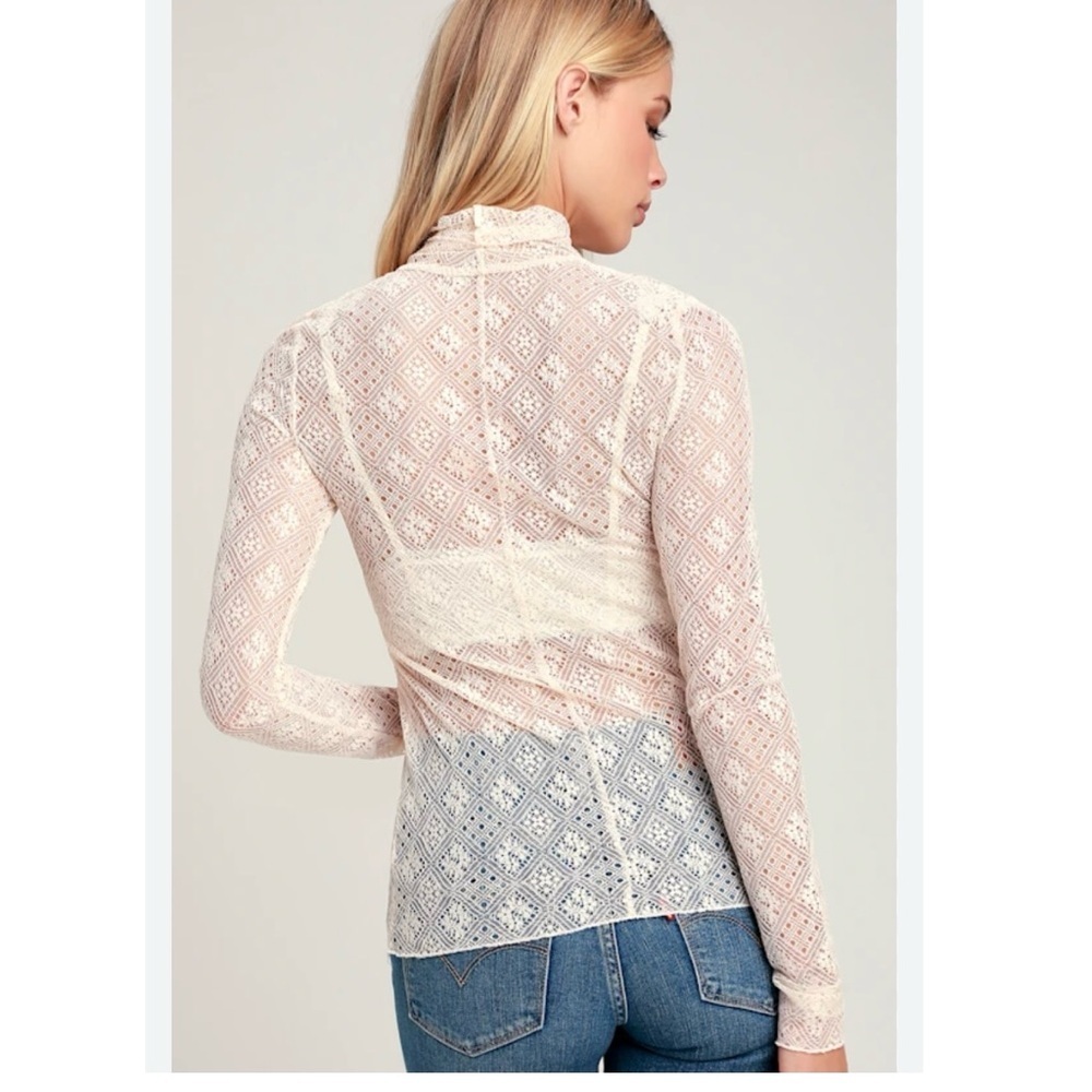 Free People intimately Cream Lace turtleneck Blouse size L